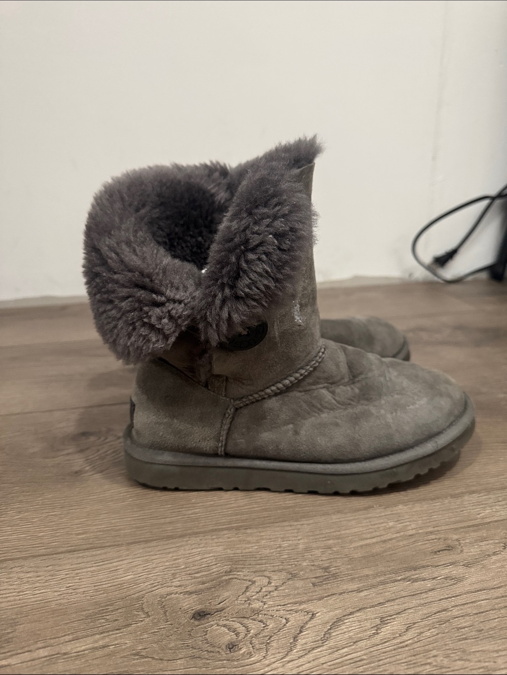 UGG Charcoal Suede Shearling Boots